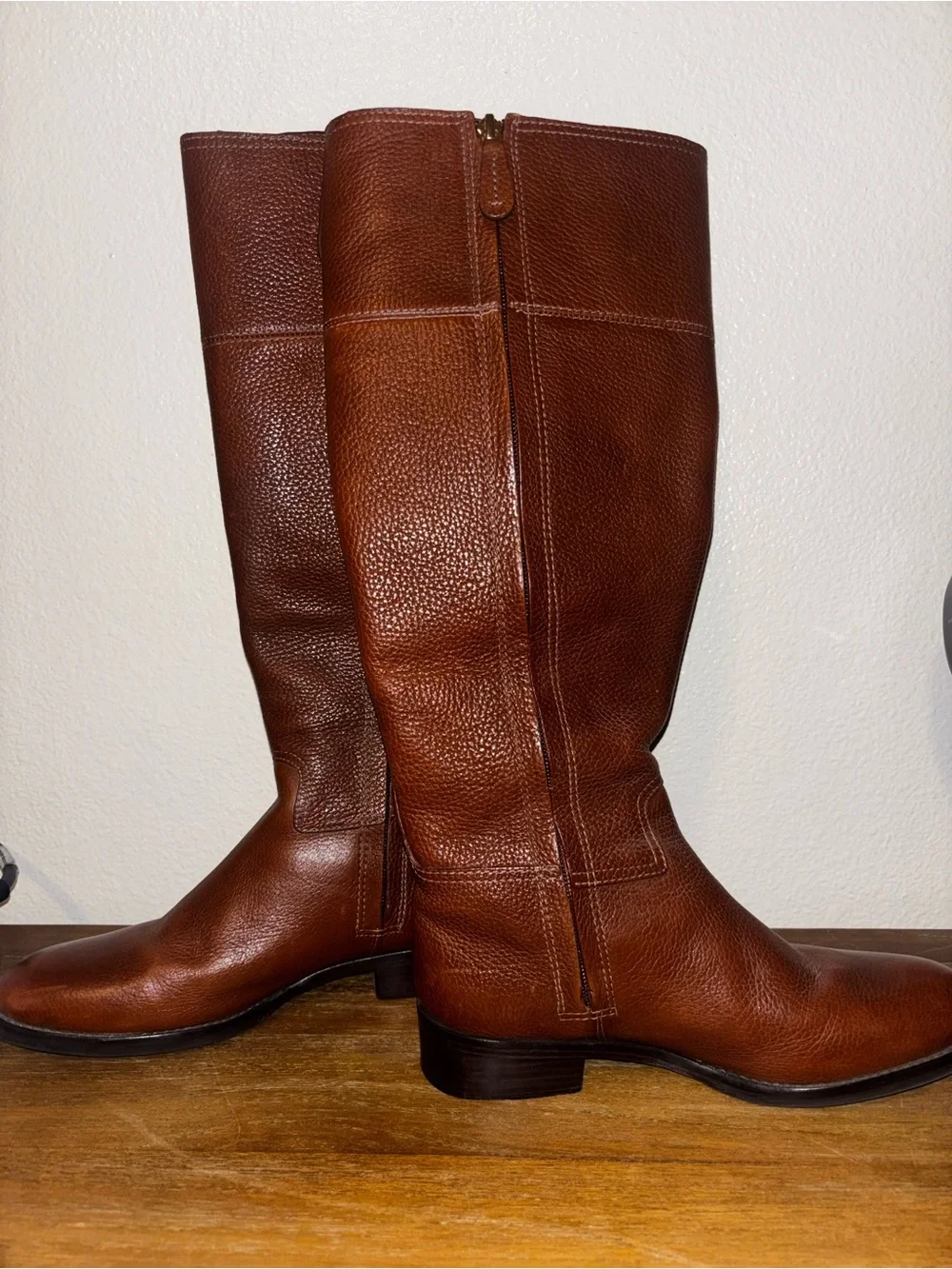Tory Burch Junction Brown Pebbled Leather Tall Riding Boots Size 7.5 EUC! $498 - Picture 3 of 9